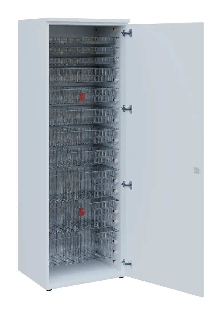 EUROMEDICA D - 66 TRANSPARENT skříň léková boxová, 1-dveřová, pravá, 1950x660x535, korpus bílý, dvíř